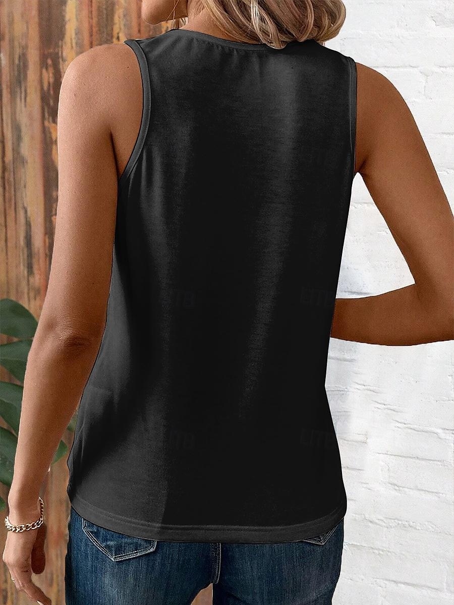 Sleeveless Vacation Top with Ethnic Boho Print for Casual Outings