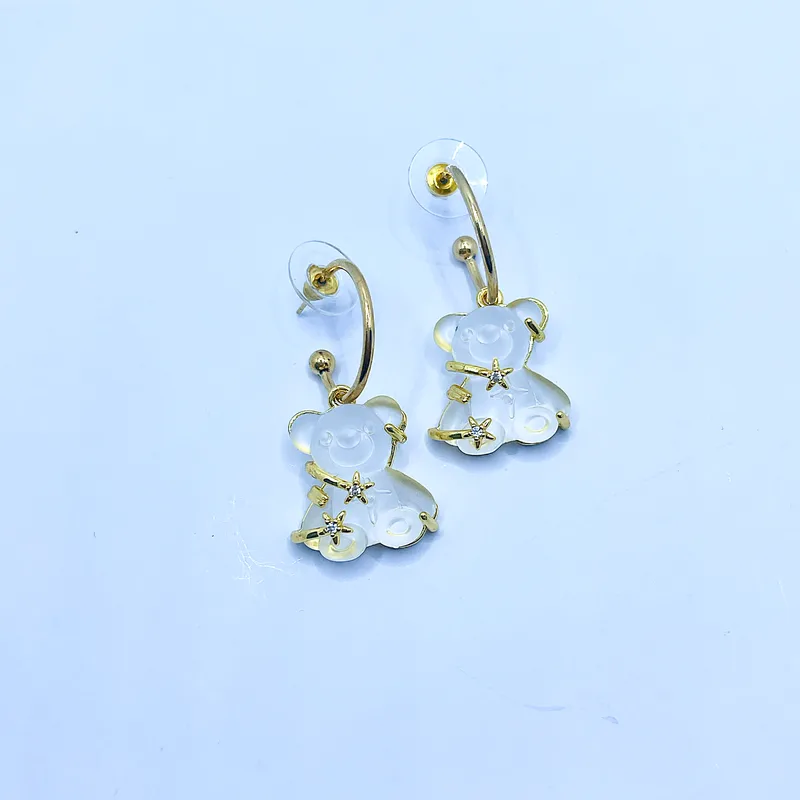 Cute Bear Resin Stainless Steel Drop Earrings