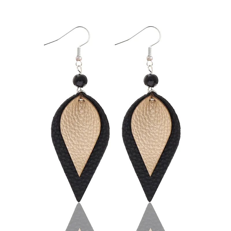 Ethnic Classic Leaves Leather Drop Earrings