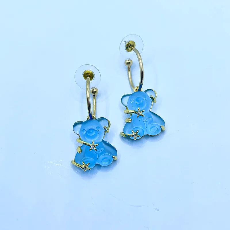 Cute Bear Resin Stainless Steel Drop Earrings