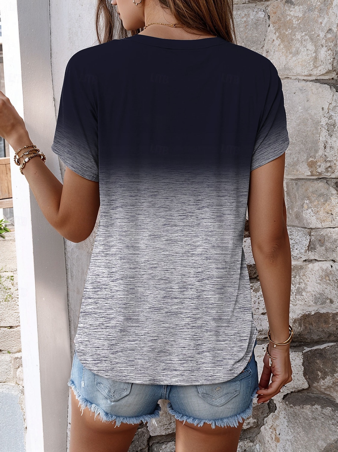Navy Blue Casual Short Sleeve T-Shirt For Regular Wear