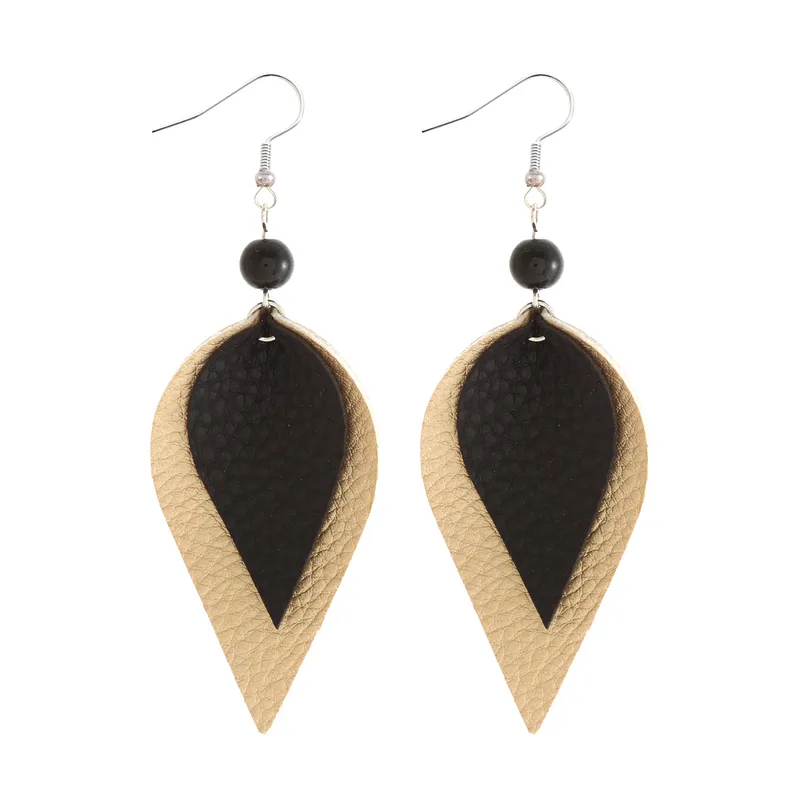 Ethnic Classic Leaves Leather Drop Earrings
