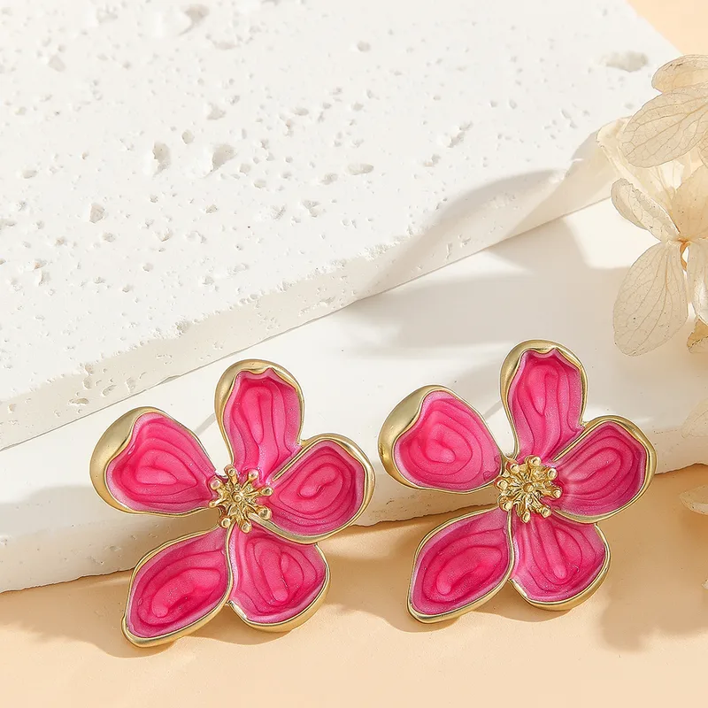 Hawaiian Flower Alloy Ear Studs